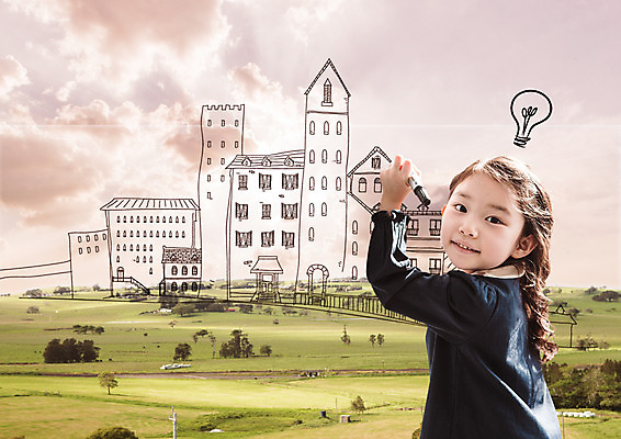 PSD 나무 구름 편집 편집이미지 어린이교육 교육 어린이 전구 학교 하늘 한명 소녀 잔디 상반신 옆모습 한국인 유성매직 이미지편집 자연요소 식물 1 여자 뷰포인트 사람 동양인 펜 파일형식
