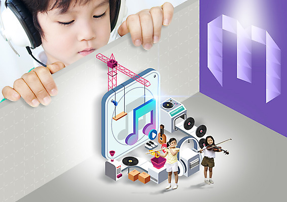 전신 PSD 편집 편집이미지 어린이교육 교육 어린이 연주 음표 소녀 소년 상반신 세명 헤드폰 음악감상 한국인 플루트 바이올린 타워크레인 이미지편집 기호 여자 남자 음악 음향기기 현악기 관악기 사람 동양인 감상 기중기 파일형식