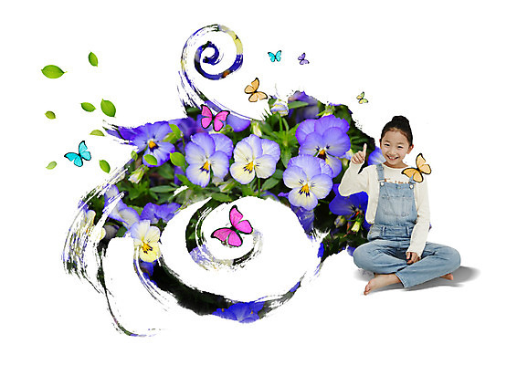 전신 PSD 편집 편집이미지 꽃 어린이 나비 나뭇잎 한명 웃음 앉기 손짓 소녀 한국인 최고 멜빵바지 이미지편집 식물 1 여자 곤충 잎 바지 모션 표정 사람 동양인 멜빵 파일형식