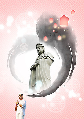 PSD 서양인 편집 편집이미지 남자 40대 여행 붓터치 한국 한명 상반신 성인 옆모습 전통문양 기도 불상 합장 국내여행 풍등 이미지편집 외국인 1 전통 문양 아시아 뷰포인트 중년 불교 조명 사람 손짓 파일형식