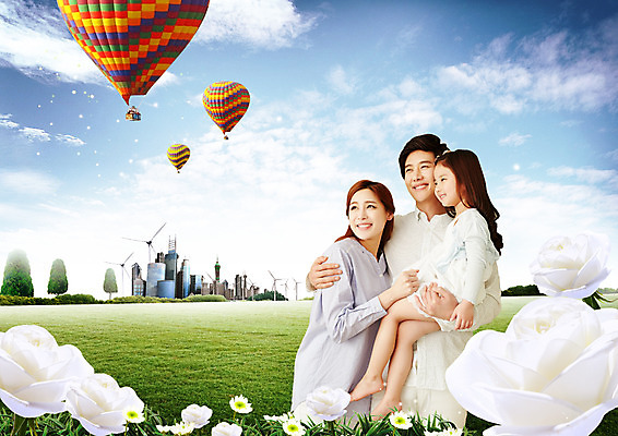 PSD 구름 편집 편집이미지 응시 여자 남자 꽃 딸 여행 가족 안기 하늘 엄마 가족여행 소녀 빌딩 잔디 상반신 20대 성인 세명 한국인 열기구 아빠 풍력에너지 이미지편집 자연요소 식물 시선 어린이 관계 항공교통 모션 사람 동양인 청년 건물 그린에너지 파일형식