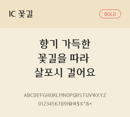 한글 사람없음 OTF TTF 볼드체 국문폰트 낱개폰트 설치폰트 디자인서체 IC꽃길체 문자 폰트 파일형식 IC폰트