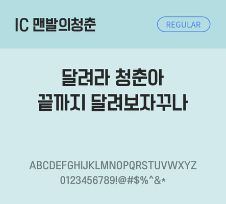 한글 사람없음 OTF TTF 레귤러체 국문폰트 낱개폰트 설치폰트 베이직서체 맨발의청춘체 문자 폰트 파일형식 IC폰트