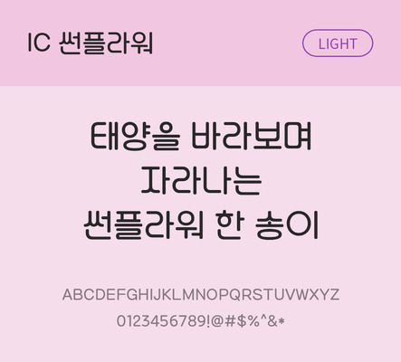 한글 사람없음 OTF TTF 라이트체 국문폰트 낱개폰트 설치폰트 디자인서체 썬플라워체 문자 폰트 파일형식 IC폰트