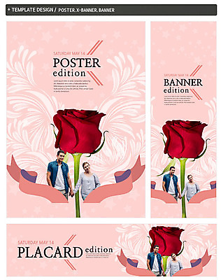 PSD 서양인 외국인 템플릿 배너 커플 배너템플릿 여자 남자 가로배너 ZIP 포스터 세로배너 서기 상반신 성인 두명 앞모습 세트 장미 손잡기 현수막 로즈데이 꽃 뷰포인트 관계 모션 데이이벤트 사람 인종 가로 세로 파일형식