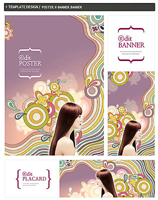 PSD 외국인 템플릿 헤어스타일 배너 배너템플릿 여자 가로배너 ZIP 포스터 세로배너 꽃무늬 생머리 한명 20대 성인 세트 뷰티 현수막 1 꽃 무늬 사람 인종 청년 가로 세로 파일형식