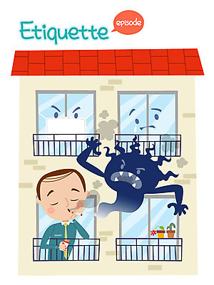 남자 화분 일러스트 주택 흡연 담배 한명 성인 예절 공공예절 공공장소 국내일러스트 AI파일 1 사람 건물 장소 파일형식 벡터