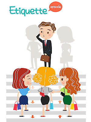 여자 남자 일러스트 여러명 성인 쇼핑백 계단 예절 공공예절 공공장소 진로방해 우측통행 국내일러스트 AI파일 다수 가방 사람 장소 통행 방해 파일형식 벡터