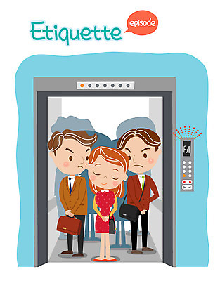 여자 남자 일러스트 성인 세명 예절 엘리베이터 공공예절 공공장소 국내일러스트 AI파일 사람 장소 파일형식 벡터