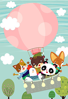 나무 동물 구름 동물캐릭터 일러스트 곰 의인화 사람없음 고양이 열기구 비행 닭 판다 여우 프레임일러스트 국내일러스트 일러캐릭터 AI파일 자연요소 식물 캐릭터 포유류 항공교통 조류 프레임 반려동물 파일형식 벡터