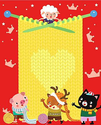 동물 동물캐릭터 일러스트 사슴 의인화 사람없음 고양이 양 돼지 뜨개질 털실 프레임일러스트 국내일러스트 일러캐릭터 AI파일 캐릭터 포유류 프레임 취미 반려동물 실 파일형식 벡터