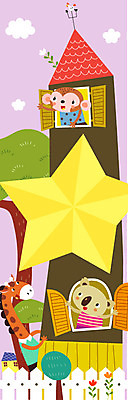 동물 별 동물캐릭터 일러스트 창문 주택 의인화 사람없음 원숭이 기린 코알라 프레임일러스트 국내일러스트 일러캐릭터 AI파일 자연요소 캐릭터 포유류 프레임 건물 파일형식 벡터