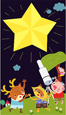 나무 동물 별 동물캐릭터 일러스트 사슴 의인화 사람없음 망원경 원숭이 관찰 돼지 너구리 프레임일러스트 국내일러스트 일러캐릭터 AI파일 자연요소 식물 캐릭터 포유류 모션 프레임 파일형식 벡터