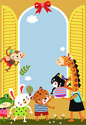 동물 동물캐릭터 일러스트 창문 의인화 개구리 사람없음 고양이 원숭이 토끼 기린 표범 프레임일러스트 국내일러스트 일러캐릭터 AI파일 캐릭터 포유류 프레임 양서류 반려동물 파일형식 벡터