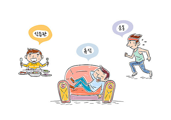 남자 음식 일러스트 휴식 성인 세명 소파 운동 건강관리 식습관 국내일러스트 AI파일 컨셉 의자 건강 관리 사람 파일형식 벡터