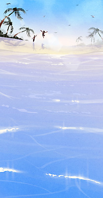 PSD 여자 남자 어린이 바다 일러스트 물놀이 두명 여름 야자수 국내일러스트 나무 계절 놀이 사람 파일형식