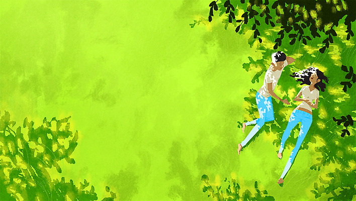 PSD 커플 여자 남자 일러스트 휴식 초원 성인 두명 여름 눕기 국내일러스트 계절 컨셉 관계 모션 사람 파일형식