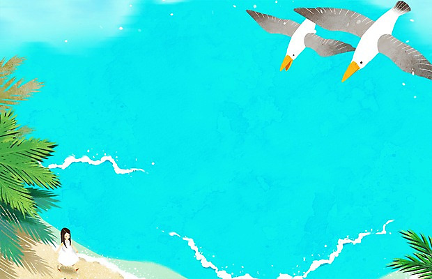 주간 PSD 여자 어린이 백그라운드 일러스트 갈매기 한명 소녀 해변 야외 여름 산책 국내일러스트 자연요소 1 계절 바다 조류 휴식 사람 파일형식