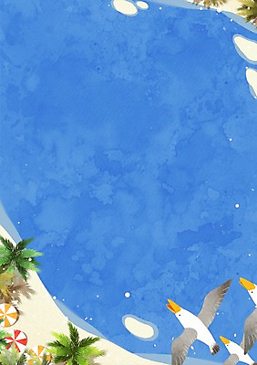 주간 PSD 백그라운드 일러스트 갈매기 해변 사람없음 야외 여름 야자수 파라솔 국내일러스트 자연요소 나무 계절 바다 조류 파일형식