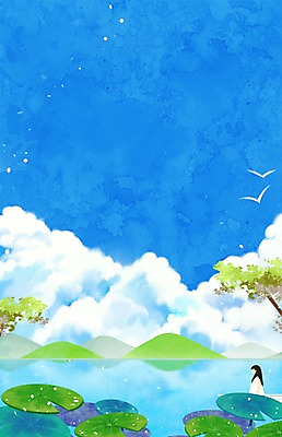 주간 PSD 구름 여자 어린이 백그라운드 일러스트 산 한명 소녀 야외 여름 연못 연잎 국내일러스트 자연요소 1 계절 잎 사람 파일형식