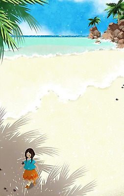 주간 PSD 여자 어린이 백그라운드 일러스트 한명 소녀 해변 야외 여름 야자수 산책 돌_바위 트로피컬아트 국내일러스트 자연요소 나무 1 계절 바다 휴식 사람 그림 파일형식