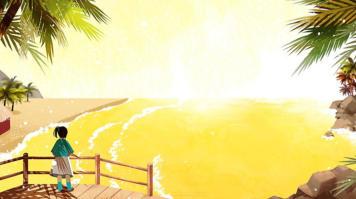 주간 PSD 여자 어린이 백그라운드 일러스트 한명 소녀 해변 야외 여름 야자수 노을 트로피컬아트 국내일러스트 자연요소 나무 1 계절 바다 사람 그림 파일형식