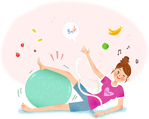 여자 다이어트 일러스트 방울토마토 바나나 줄자 한명 성인 짐볼 사과 국내일러스트 AI파일 1 토마토 과일 자 건강 사람 파일형식 벡터