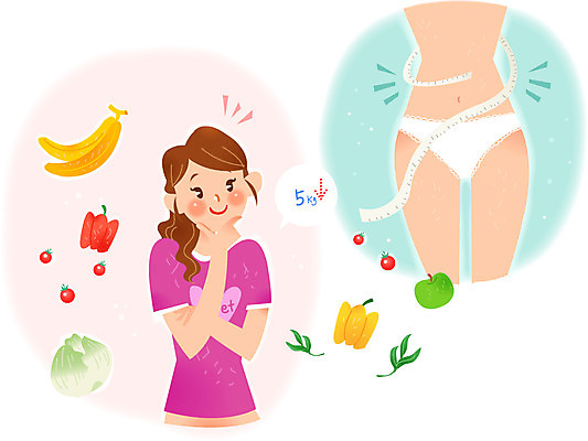 여자 다이어트 채소 과일 일러스트 줄자 한명 성인 날씬함 국내일러스트 AI파일 1 자 건강 사람 몸매 파일형식 벡터