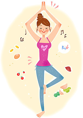 여자 다이어트 채소 일러스트 한명 성인 요가자세 국내일러스트 AI파일 1 포즈 요가 건강 사람 파일형식 벡터