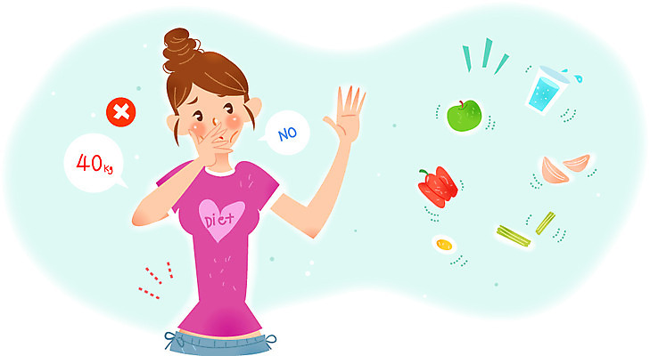 여자 다이어트 일러스트 한명 성인 다이어트음식 거식증 국내일러스트 AI파일 1 건강 사람 질병 파일형식 벡터