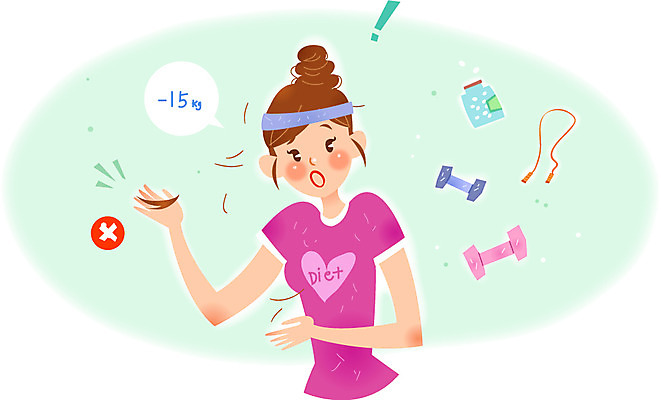 여자 다이어트 일러스트 한명 성인 머리카락 아령 약병 줄넘기 탈모 국내일러스트 AI파일 1 건강 사람 운동 약 머리 증상 병_담는 파일형식 벡터