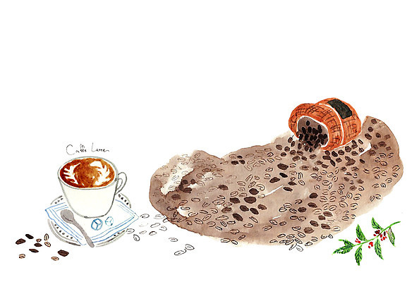 PSD 커피 일러스트 사람없음 숟가락 원두 커피잔 카페라떼 국내일러스트 음료 잔 수저 라떼 파일형식