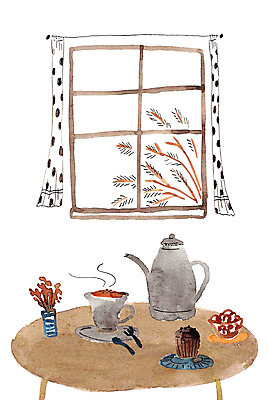 PSD 커피 일러스트 창문 탁자 주전자 사람없음 카페 커튼 커피잔 머핀 안식처 국내일러스트 음료 빵 가구 주방용품 휴식 잔 상점 파일형식