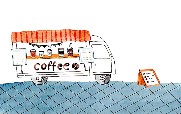 PSD 커피 일러스트 사람없음 카페 메뉴판 테이크아웃컵 푸드트럭 국내일러스트 음료 컵 상점 트럭 파일형식