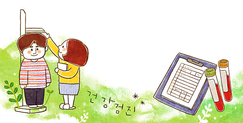 PSD 여자 남자 일러스트 의학 성인 두명 간호사 키재기 건강검진 서류판 혈액검사 국내일러스트 사람 사무용품 의료진 측정 검사_조사 키_신체 파일형식