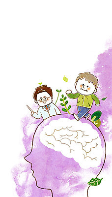 PSD 노년 남자 일러스트 의학 성인 두명 운동 걷기 의사 뇌 국내일러스트 모션 건강 사람 의료진 파일형식