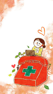 PSD 여자 일러스트 의학 한명 성인 간호사 전화기 상담예약 국내일러스트 1 사람 의료진 파일형식