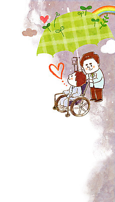 PSD 남자 일러스트 우산 의학 성인 두명 환자 의사 링거 휠체어 국내일러스트 의료기기 사람 의료진 파일형식