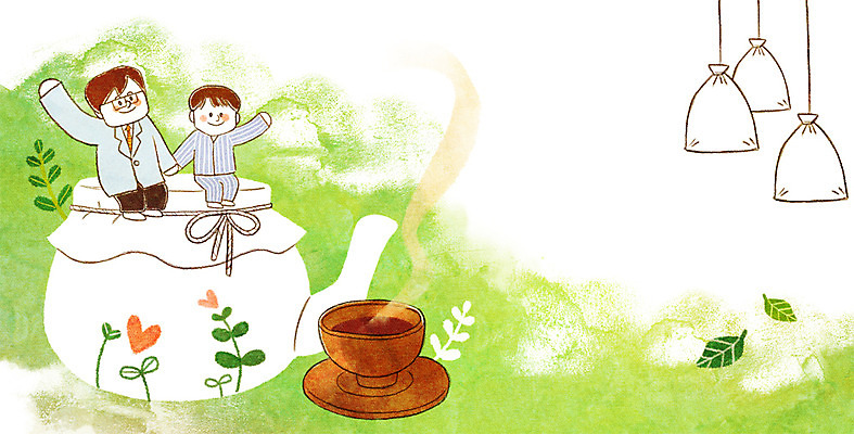 PSD 남자 어린이 일러스트 의학 성인 두명 손잡기 환자 의사 한약 약탕기 국내일러스트 모션 주방용품 사람 약 의료진 파일형식