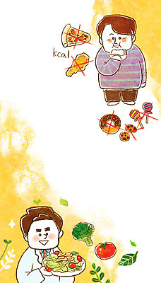 PSD 남자 토마토 일러스트 의학 피자 패스트푸드 성인 두명 샐러드 의사 도넛 비만 국내일러스트 음식 채소 디저트 서양음식 사람 의료진 인스턴트 몸매 파일형식