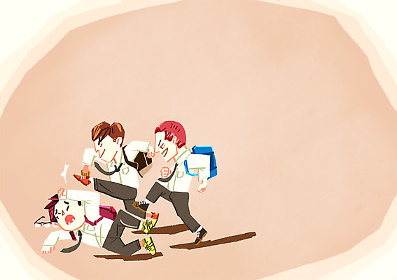 PSD 학생 남자 교복 일러스트 청소년 세명 때리기 학교폭력 국내일러스트 옷 모션 사람 폭력 파일형식