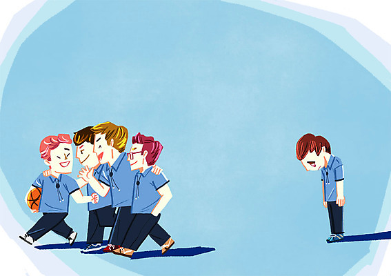 PSD 학생 남자 교복 일러스트 청소년 농구공 여러명 왕따 학교폭력 국내일러스트 옷 다수 공 농구 사람 폭력 파일형식