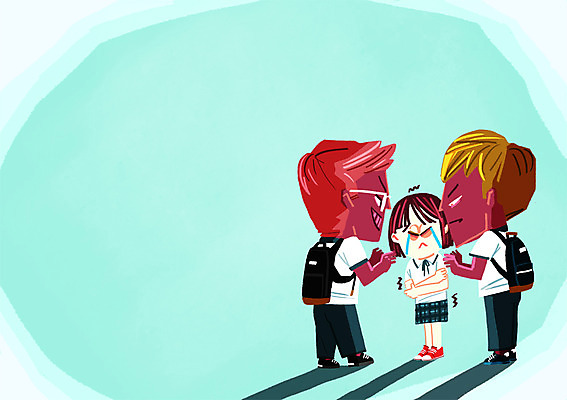 PSD 학생 여자 남자 교복 일러스트 청소년 세명 무서움 눈물 성범죄 학교폭력 국내일러스트 옷 감정 사람 폭력 범죄 파일형식