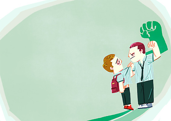 PSD 학생 남자 교복 일러스트 청소년 두명 주먹 멱살 학교폭력 국내일러스트 옷 모션 사람 폭력 파일형식