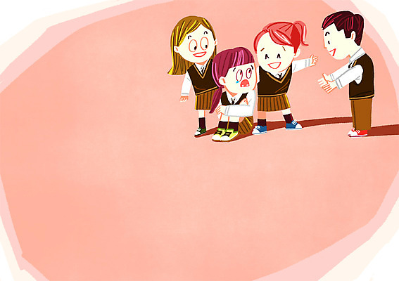 PSD 학생 여자 남자 교복 일러스트 청소년 여러명 도움 관심 학교폭력 국내일러스트 옷 다수 컨셉 사람 폭력 파일형식