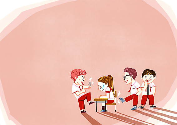 PSD 학생 여자 남자 교복 의자 일러스트 청소년 여러명 학대 책상 학교폭력 국내일러스트 옷 가구 다수 사람 폭력 사회이슈 파일형식