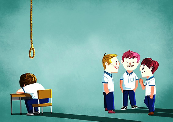 PSD 학생 남자 교복 밧줄 의자 일러스트 청소년 여러명 책상 왕따 학교폭력 국내일러스트 옷 줄 가구 다수 사람 폭력 파일형식