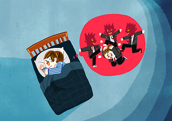 PSD 학생 남자 교복 일러스트 청소년 여러명 꿈 잠 학대 악몽 학교폭력 국내일러스트 옷 다수 사람 폭력 사회이슈 파일형식