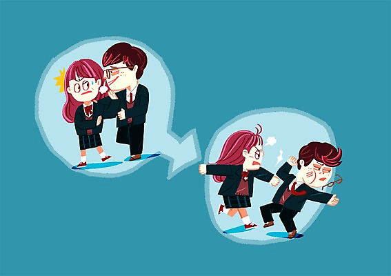 PSD 학생 여자 남자 교복 일러스트 청소년 여러명 때리기 성희롱 학교폭력 국내일러스트 옷 다수 모션 사람 폭력 성범죄 파일형식