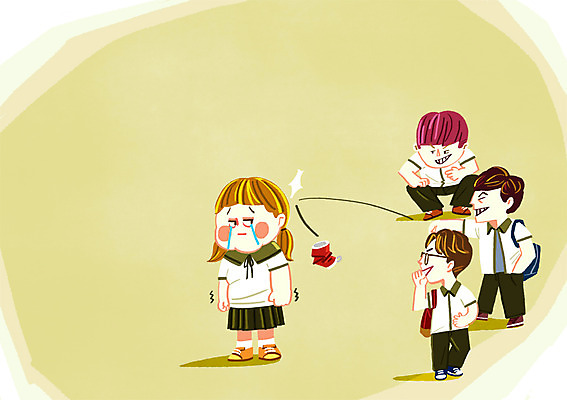 PSD 학생 여자 남자 교복 일러스트 청소년 여러명 캔 울음 학대 학교폭력 국내일러스트 옷 다수 표정 사람 폭력 사회이슈 파일형식